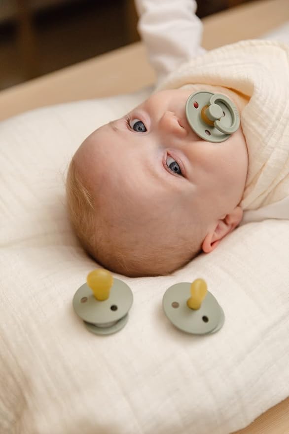 BIBS Pacifiers Colour Collection | Natural Rubber Baby Pacifier | Set of 2 BPA-Free Soothers | Made in Denmark | 6+ Months (Pack of 2) | Mustard/Ivory Tie Dye