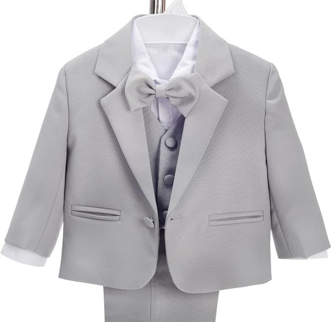 Dressy Daisy Baby Toddler Boy 5 Pcs Set Formal Tuxedo Suits No Tail Wedding Christening Baptism Outfits