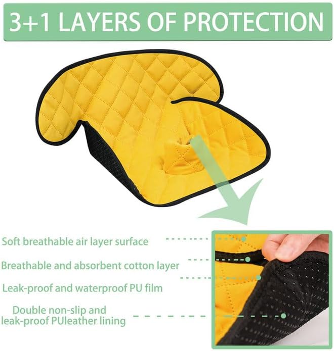 MOOB Waterproof Car Seat Protector - Potty Training Liner for Baby & Toddler, Machine Washable Piddle Pad with Anti-Slip Backing, Universal Fit for Infant Car Seat & Stroller (Yellow)