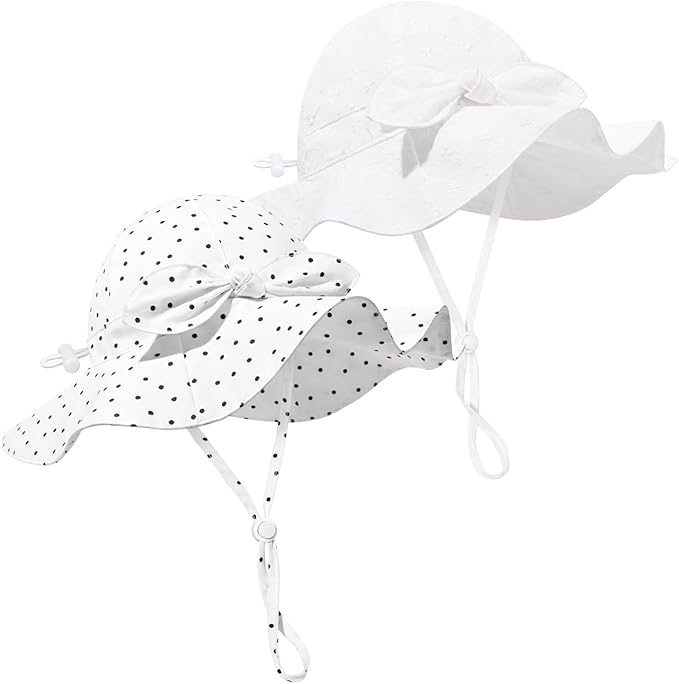 Baby Girl Sun Hat Summer Foldable Beach Hats with UPF50+ Sun Protection Wide Brim Toddler Bucket Hat Cap