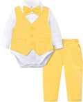 A&J DESIGN Baby Boy Suits Clothes Infant Toddler Formal Gentleman Outfits, Dress Shirt + Vest + Bow Tie + Pants Wedding Set