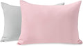 TILLYOU Toddler Pillowcase 2 Pack with Zipper,Silky Soft Microfiber 13" x 18" Kids Travel Pillow Cases, Gray & Pink