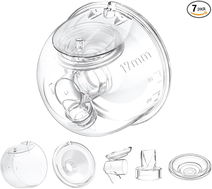 One Full Set Milk Collector Cup 17mm Only Compatible with Momcozy S12 Pro/S9 Pro Breast Pump NOT for S9/S12, S12 Pro/S9 Pro Wearable Breast Pump Replacement Parts with 17mm Flange