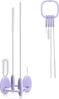 YOTIME Standing Straw Cleaner Brush Set, 4in1 Reusable Straw Brushes with Holder Ring, for Wide and Narrow Straws, Tumblers, Water Bottles and Cups, Purple