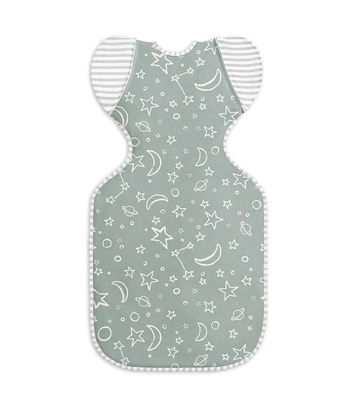 Love to Dream Swaddle Up Transition Bag Viscose Bamboo, Large (8.5-11kg), Ideal for Moderate Room Temperatures (20-24°C), 1.0 TOG, Olive Stars & Moon