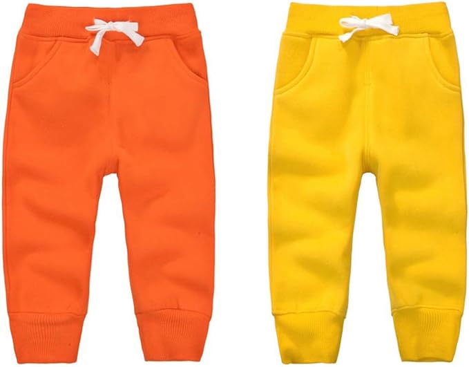 CuteOn Unisex Toddler Jogger Pants Kids Cotton Elastic Waist Winter Baby Sweatpants Pants 1-5Years