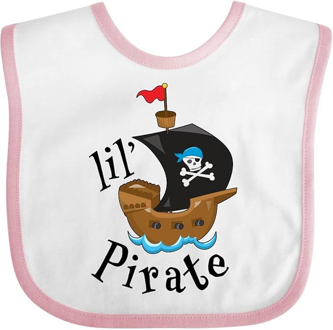 inktastic Lil' Pirate Pirate Ship, Blue Bandana Baby Bib