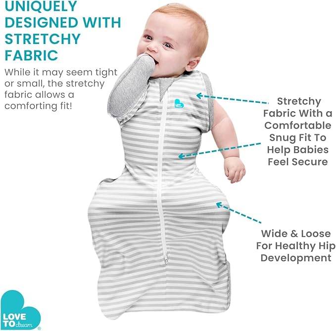 Love to Dream Swaddle UP Transition Bag, Luxuriously Silky Soft Viscose from Bamboo, Baby Sleep Sack, Patented Zip-Off Wings, Snug Fit Helps Calm Startle Reflex, 1.0TOG, 19-24lbs, Blue