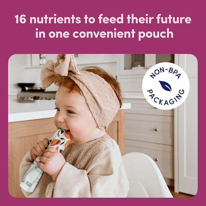 Cerebelly Organic Baby Food Pouches, Beet Carrot Blueberry Purees, 16 Nutrients, No Added Sugar, Fiber & Non-GMO, 4oz, 6 Pack