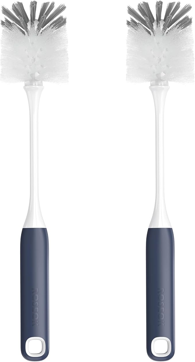 Long Handle Water Bottle Brush,Flexible Bottle Brush for Cleaning Milkshake Cup,Sports Bottle,Navy Blue,2 Pack
