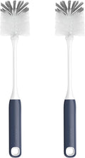 Long Handle Water Bottle Brush,Flexible Bottle Brush for Cleaning Milkshake Cup,Sports Bottle,Navy Blue,2 Pack