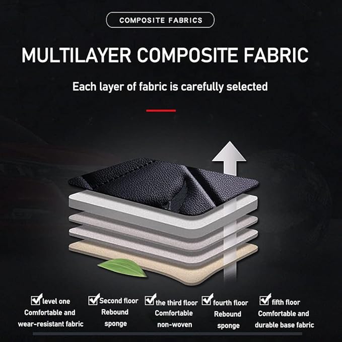 Waterproof 5 Car Seat Covers for Suzuki 1999-2025 95% Models, Premium Leather Automotive Front and Back Seat Protectors Compatible with Airbag Black & Black Line