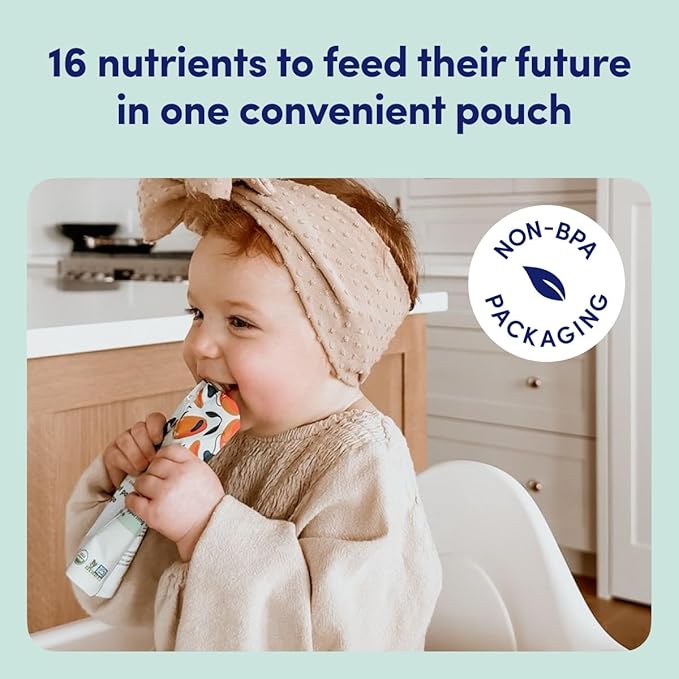 Cerebelly Organic Baby Food Pouches, Sweet Potato Mango Purees, 16 Nutrients, No Added Sugar, Fiber & Non-GMO, 4oz, 12 Pack