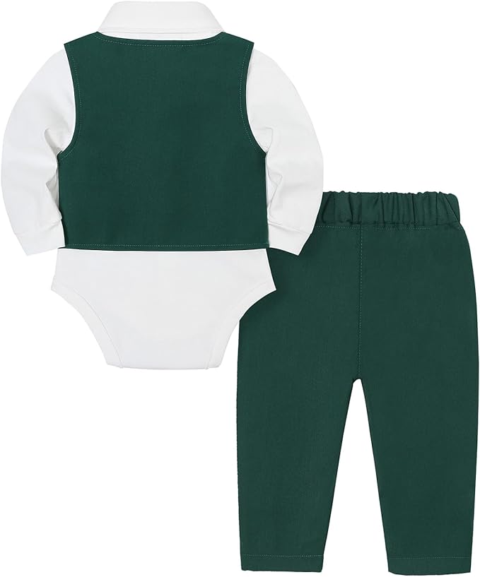 Baby Boy Clothes Suits Infant Gentleman Wedding Outfit Formal Dress Shirt Vest Bowtie Pants 4Pcs Baby Suit Sets