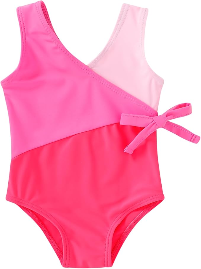 Happy Town Toddler Swimsuit Girl One Piece Bathing Suit Color Block Swimwear Baby Summer Beach Wear