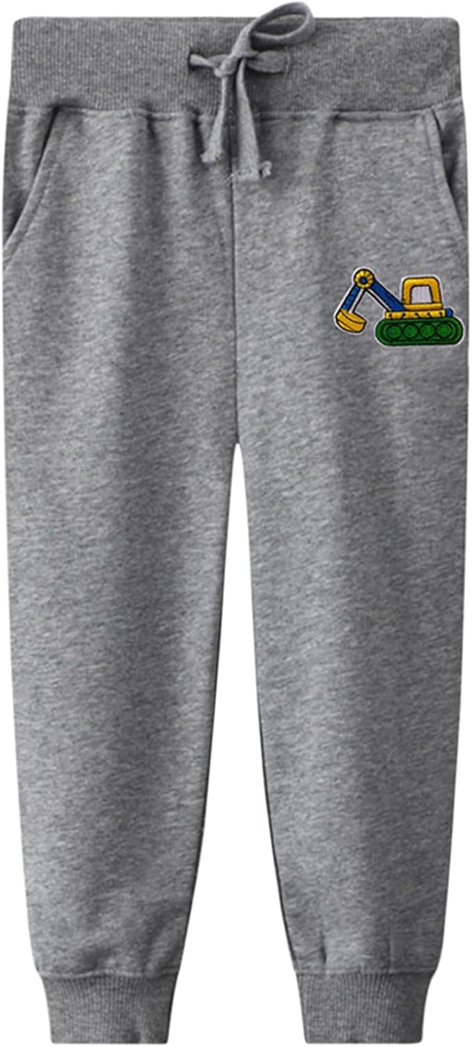 LOKTARC 2 Pack Boys Drawstring Sweatpants Cute Pattern Cotton Sport Jogger Pants