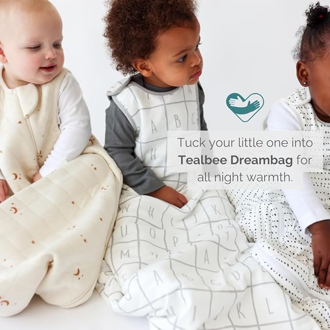 Tealbee Grow with Baby Sleep Sack – Adjustable Fit 6–24 Months for Babies & Toddlers, Soft Rayon from Bamboo Sleep Bag, Winter 1.5 TOG Wearable Blanket with 2-Way Zipper – Brushed Dots