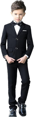 YuanLu Boys Suit for Kids Tuxedo Wedding Ring Bearer Outfit, 5 Piece Boy Slim Fit Formal Suits with Adjustable Waist