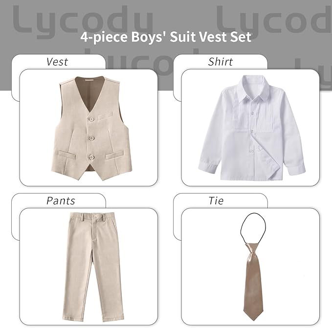 Boys Vest Set Formal Dress Suits Wedding Outfit Dresswear