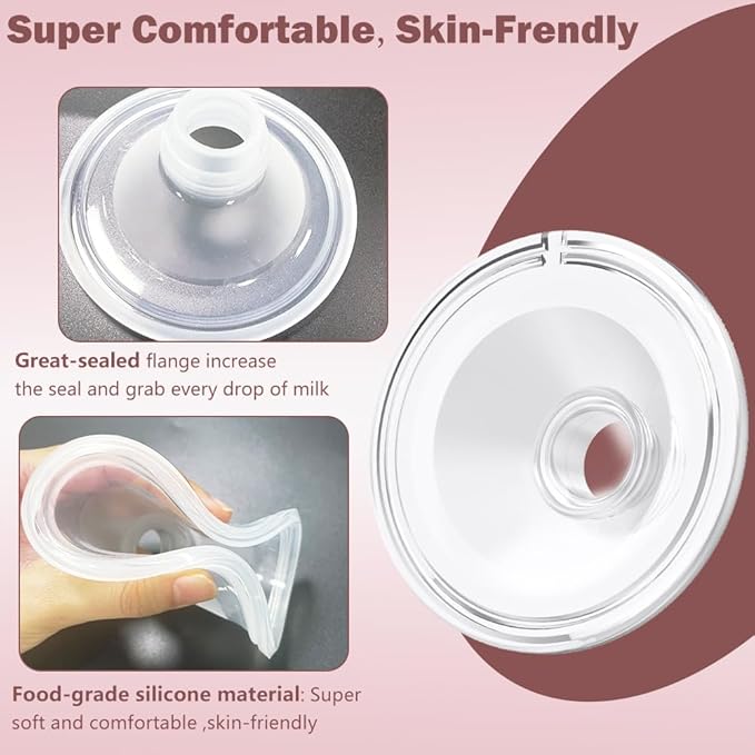 Two Full Milk Collector Cup Sets with 27mm Flange Compatible with Momcozy S12 Pro/S9 Pro Breast Pump, NOT for S9/S12, Replacement Pump Parts with Duckbill Valve, Flange, Diaphragm, Linker, Collector