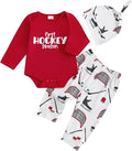 Baby Boy Hockey Outfit New Player in Town Long Sleeve Romper Long Pants Hat Set 3Pcs Newborn Fall Winter Clothes