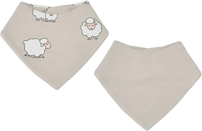 Woolino Merino Wool Baby Bibs - Highly Absorbent Bandana Bib with Cotton Outer Layer and Merino Wool Inner Layer - Pack of 2