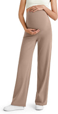 G4Free BareFeel Maternity Dress Yoga Pants Over The Belly Stretchy Work Slack Pregnancy Wide Leg Lounge Trousers