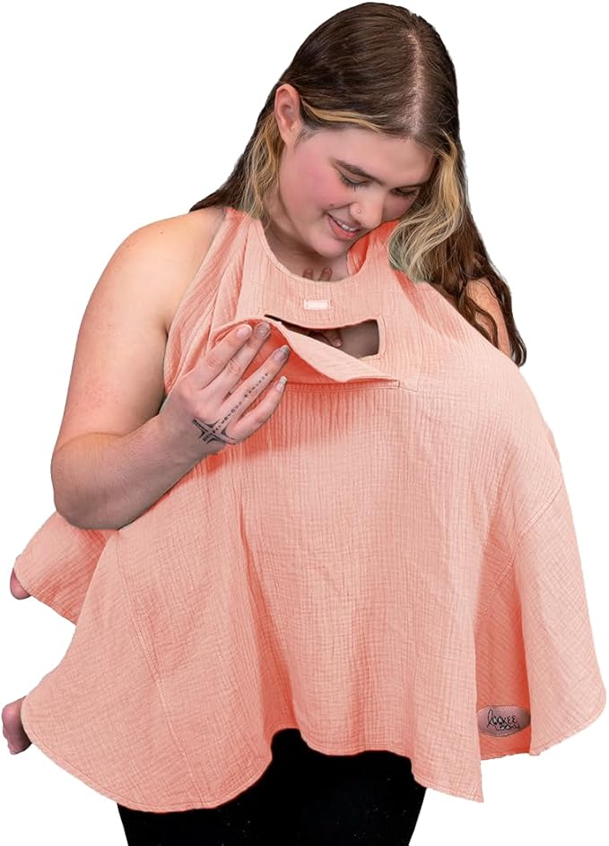 Muslin Nursing Cover for Baby Breastfeeding –Peekaboo Window -100% Breathable Cotton Privacy Nursing Shawl - Multiuse Apron for Moms