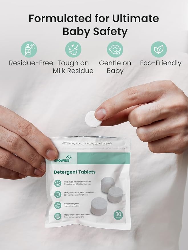 GROWNSY Washing Tablets 40PCS Detergent for Momcozy, Baby Brezza Bottle Washers, Bottle Washer Tablets Compatible with All Brands Baby Bottle Washers