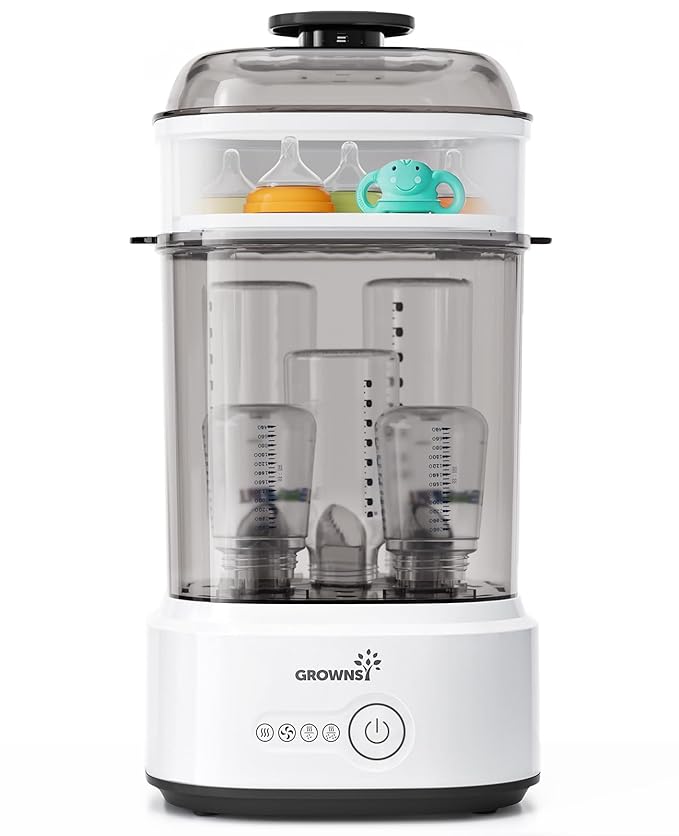 Bottle Sterilizer and Dryer, Compact Electric Steam Baby Bottle Sterilizer (Esterilizador de Biberones), Bottle Sanitizer for Baby Bottles, Pacifiers, Pump Parts Black