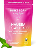 Pink Stork Organic Peppermint Sweets for Morning Sickness and Motion Sickness Support, Added Vitamin B6, 1st Trimester Pregnancy Must Haves - 30 Wrapped Peppermint Candies