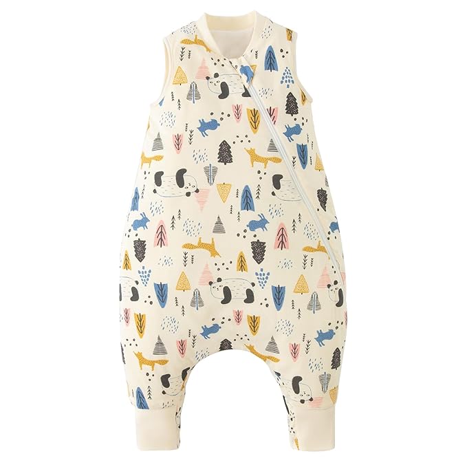 Duomiaomiao 2.5 TOG Toddler Sleep Sack 12-24 Months 100% Cotton Winter Side Open Zipper Baby Sleep Sack with Feet, Warm Toddler Wearable Blanket