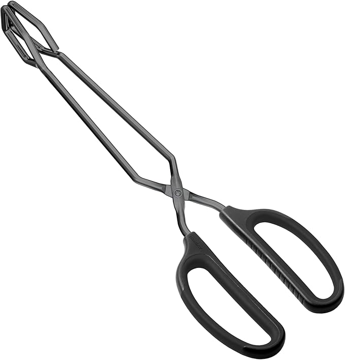 12" Stainless Steel Scissor Tongs with Comfort-Grip Handle (Black)