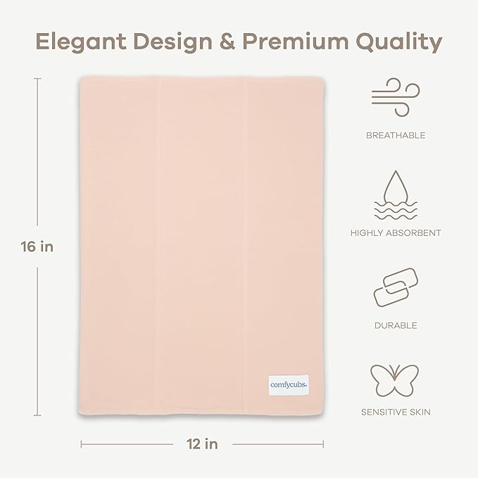 Comfy Cubs Baby Burp Cloths Set (Pack of 10) - Large, 6-Layer, Ultra Absorbent 100% Cotton for Infant Spit-Up, Drool, and Messes - Soft, Gentle, Thoughtful New Born Baby Gifts, Blush