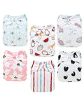 ALVABABY Baby Cloth Diapers 6 Pack with 12 Inserts Cloth Diaper Covers Adjustable Washable Reusable for Baby Girls and Boys 6DM117A