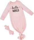 PATPAT Baby Sleeper Gown with Bamboo Viscose for Newborn Girls Boys, Knotted Nightgown with Mittens for Infant Home Coming