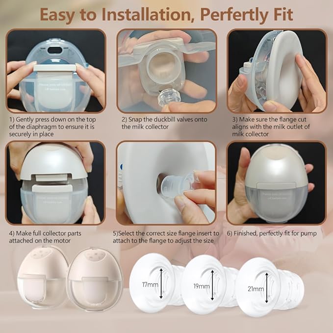 2pcs 19mm Flange Insert Compatible with eufy S1 Pro/S1/E10/E20, Fit for Momcozy M9/M6/M5/S12 pro Breast Pump, Replace for Spectra/Medela/MomMed/eufy/Lansinoh/Elvie with 24mm Flange/Shield