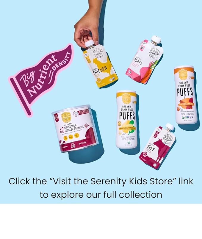 Serenity Kids 7+ Months Beef Chimichurri Baby Food Pouches - 3.5 Oz, Pack of 6 - Nutrient-Packed Puree with Organic Veggies - 5g Protein Pouch for Growth & Baby Essentials - Toddler Food Puree