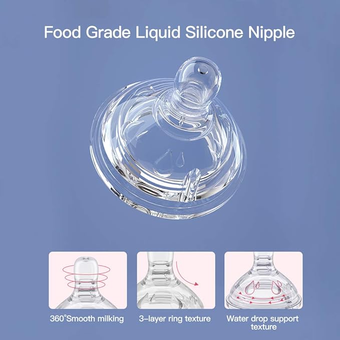 POTATO Glass Baby Bottles, Anti-Colic Breastfeeding Bottles with Fast Flow Nipple, Suitable for Babies 6-12 Months, 2 Replaceable Nipples, 8 oz, Green