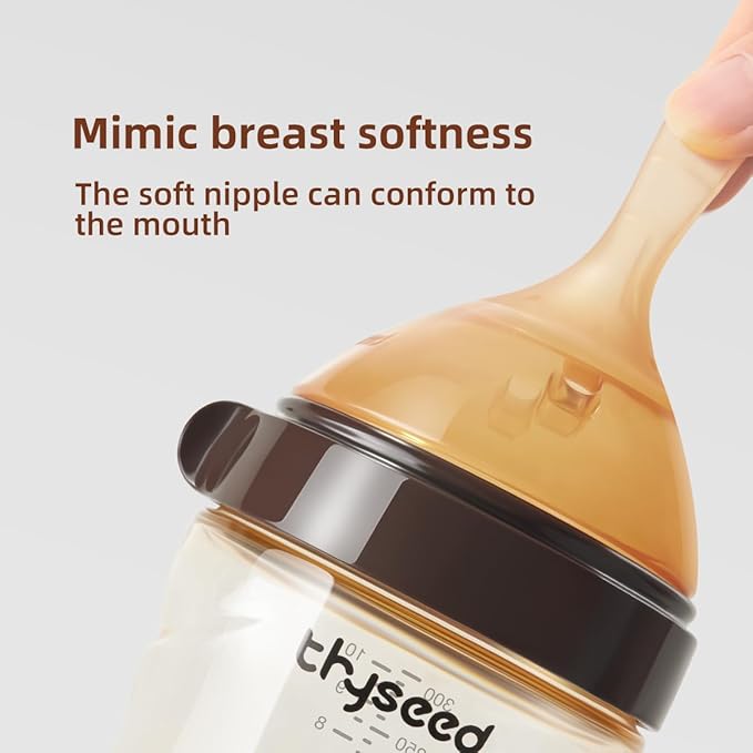 Thyseed PPSU Natural Breast-Like Bottle with Nipple(7-10 Months),10oz，2pack