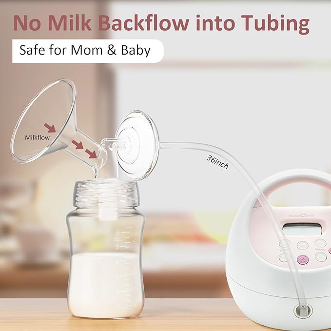 Pump Parts Compatible with Spectra S1/S2/9 Plus Breastpump, 4 Set Replacement Parts for Spectra Include 21mm Flange,Duckbill Valve,Backflow Protector,Tube,Bottle, Not Original Spectra S2 Accessories