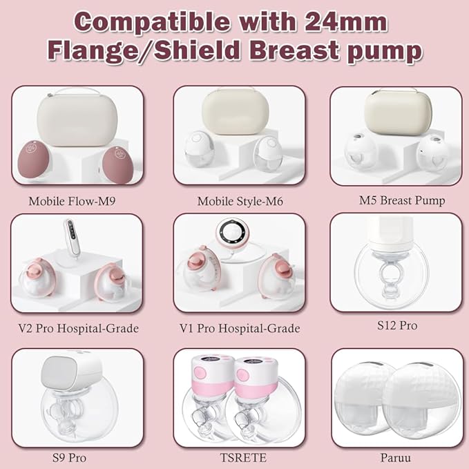 Flange Insert 22mm 6pcs Compatible with Momcozy M5/M9/M6/S12 Pro/V1 Pro/V2 Pro,for Spectra/Medela/MomMed/eufy/Lansinoh/Elvie Breast Pump, Fit for 24mm Flange/Shield of Most Pumps (6PC-22mm)