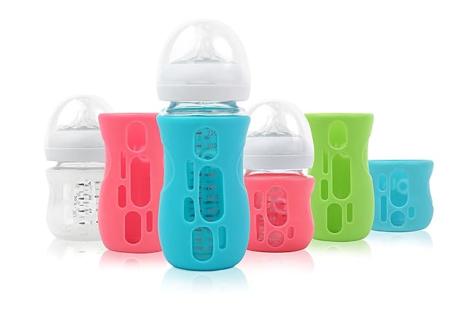 Olababy Silicone Sleeve for Avent Natural Glass Baby Bottles (4 oz, Green)