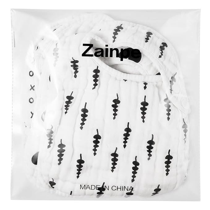 Zainpe 6Pcs Snap Muslin Cotton Bibs for Baby Love Heart Milk Letter Pattern Bib with 6 Absorbent Soft Layers, Machine Washable Burp Cloths for Infants Newborns Toddlers Drooling Feeding and Teething