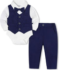 Baby Boy Clothes Suits Infant Gentleman Wedding Outfit Formal Dress Shirt Vest Bowtie Pants 4Pcs Baby Suit Sets