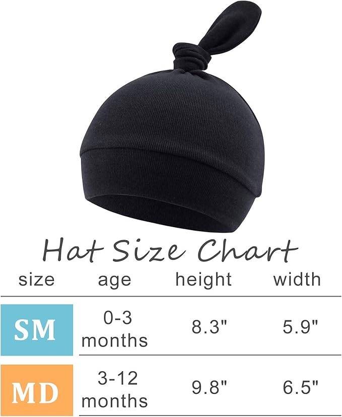 JANGANNSA Newborn Baby Hat Infant Baby Boys Beanie Top Knot Stretchy Hats for Girls 100% Organic Cotton