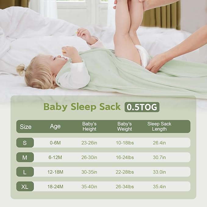 Baby Sleep Sack 6-12 Months,100% Cotton TOG 0.5 Wearable Blanket for Boys and Girls, 3 Pack 2-Way Zipper Lightweight Sleeping Bags for Toddler Newborn Infant