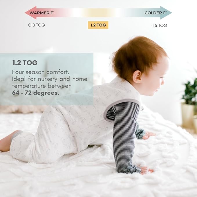 Tealbee Dreamsuit Toddler Sleep Sack with Feet – Walker Sleep Bag with Legs, Rayon made from Bamboo, All Season 1.2 TOG, 2-Way Zipper, 2T-3T - Love Milk