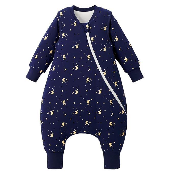 Duomiaomiao 3.5 TOG Toddler Sleep Sack 3-4T 100% Cotton Winter Side Open Zipper Baby Sleep Sack with Feet, Warm Toddler Wearable Blanket