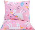 Cottonblue Kids Toddler Pillows with Pillowcases 14x19, 2 Pack Toddler Pillows with 2 100% Organic Cotton Covers, [2-Set] Kids Pillow Set for Preschool, Machine Washable, Pink Unicorn